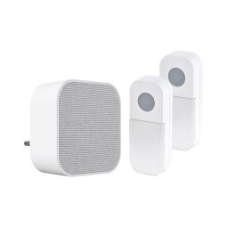 Sonerie fără fir pentru priză Solight 1L74DT 230V + 2x buton IP44 alb