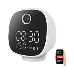 Cameră inteligentă cu termometru, ceas deșteptător și lumină LED Solight 1D81 1296p Wi-Fi Tuya IP65