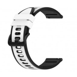 Curea silicon QR doua culori alba cu negru 22mm- 442222