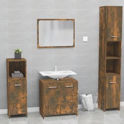 Set de mobilier de baie, stejar fumuriu, lemn prelucrat GartenMobel Dekor