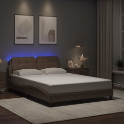 Cadru de pat cu LED, cappuccino, 120x200 cm, piele ecologica GartenMobel Dekor