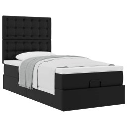 Cadru de pat otoman cu saltea neagra 80x200cm piele artificiala GartenMobel Dekor