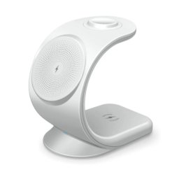 MXM Încărcător wireless 3in1 pentru telefon mobil, căști și ceas - alb