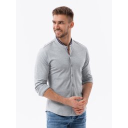 Ombre Men's cotton SLIM FIT shirt with collared collared shirt - grey