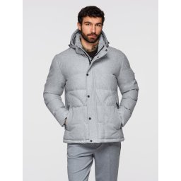 Ombre Men's lightweight jacket with mesh lining and hood - grey