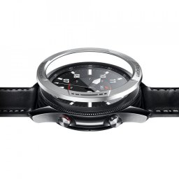 Protectie din aluminiu Spigen Chrono Shield silver pentru Samsung Galaxy Watch 3 45mm negru