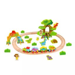 Set trenuleţ din lemn cu dinozauri