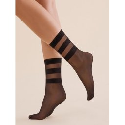 Sosete lycra negre cu dungi pe glezna Gabriella 1199 Cari's 20 den