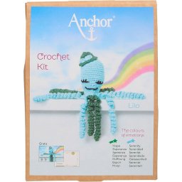Kit de crosetat, Octopus Baby Collection, cu fire, umplutura, instructiuni si croseta, Octo Lilo Anchor