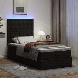 Cadru de pat otoman cu saltea neagra 80x200cm piele artificiala GartenMobel Dekor