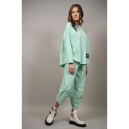 COMPLEU SPORT BLUZA SI PANTALONI CU ELASTIC IN TALIE GUARDA TALIE UNICA Verde Menta