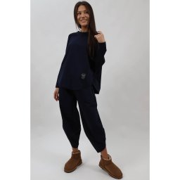 COMPLEU SPORT BLUZA SI PANTALONI CU ELASTIC IN TALIE GUARDA TALIE UNICA Bleumarin