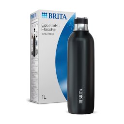 Aparate de preparare sifon sodaTRIO sticla din oțel inoxidabil negru mare