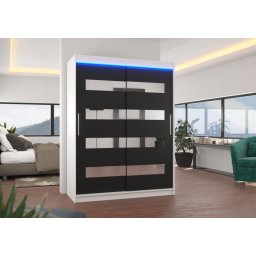 Dulap cu usi glisante si oglinda + iluminare LED, Baltic 150 + LED, 150 cmx200 cmx58 cm, ADRK Furniture