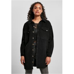 Women's long corduroy shirt black
