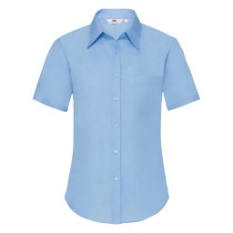 FRUIT OF THE LOOM F18•LADIES SHORT SLEEVE POPLIN SHIRT