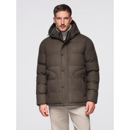 Ombre Men's lightweight jacket with hood and mesh lining - olive