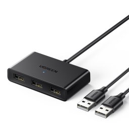 Adaptor switch Ugreen USB 2 intrari - 3 iesiri negru (CM409)