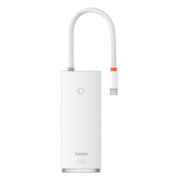 HUB multifunctional din seria Baseus Lite USB tip C - 2 x USB 3.0 / USB tip C PD / HDMI 1,4 / SD / TF alb (WKQX050102)