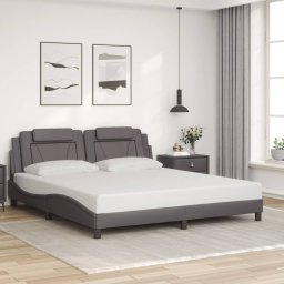 Cadru de pat cu tablie, gri, 180x200 cm, piele ecologica GartenMobel Dekor