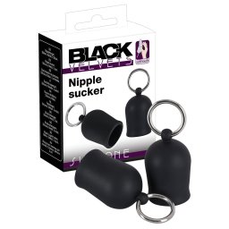 Black Velvets - pompă pentru sâni cu inel metalic (negru)