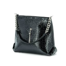 Geantă Zea Casual Piele Croco Lacuit Negru Mod 271crn