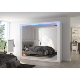 Dulap cu usi glisante si iluminare LED, Chester 250 + LED, 250 cmx200 cmx58 cm, ADRK Furniture