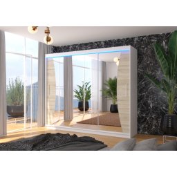 Dulap cu usi glisante si iluminare LED, Diego 250 + LED, 250 cmx200 cmx58 cm, ADRK Furniture