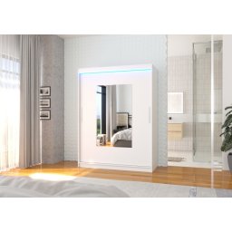 Dulap cu usi glisante si oglinda + iluminare LED, Dorrigo 150 + LED, 150 cmx200 cmx58 cm, ADRK Furniture