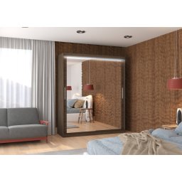 Dulap cu usi glisante si oglinda + iluminare LED, Ettore 180 + LED, 180 cmx200 cmx58 cm, ADRK Furniture
