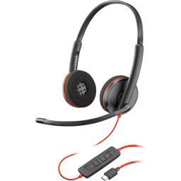 Casti Call Center Poly Blackwire 3220 8X228AA, adaptor USB-C/A, Microfon (Negru)