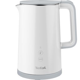 Fierbator Tefal Sense KO693110, 1800W, capacitate 1.5L, ecran digital, 5 trepte de temperatura, baza rotativa, interior inox, Alb