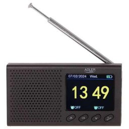 Radio portabil ADLER, FM, Bluetooth, ecran LCD 2.4 inch, alarma dubla, baterie Li-Ion, negru (AD 1198)