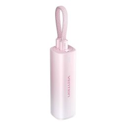 Powerbank Vention 5000 mAh, 20W, cu cablu USB-C inclus, roz