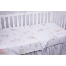 Lenjerie 3 piese model iepurasi si plus alb patut 120x60 cm
