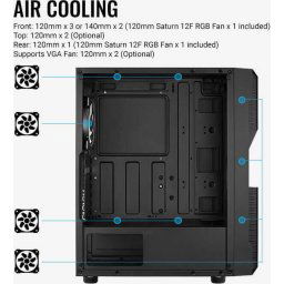Carcasa Aerocool Menace Saturn RGB, tower case (black, Tempered Glass)