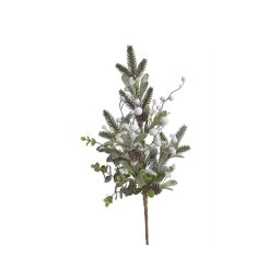 Crenguta frunze artificiale+brad+con+bobite albe pentru aranjamente florale