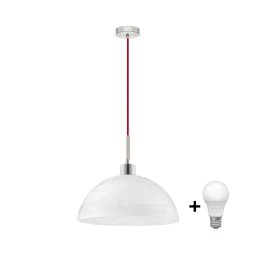 Lustră LED suspendată pe cablu, 1x E27, 60 W, 230 V, alb/roșu