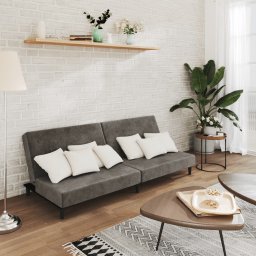 Canapea extensibila cu 2 locuri, gri închis, catifea GartenMobel Dekor