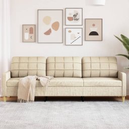 Canapea cu 3 locuri, crem, 210 cm, material textil GartenMobel Dekor