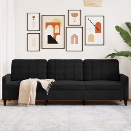 Canapea cu 3 locuri, negru, 210 cm, material catifea GartenMobel Dekor