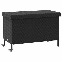 Lada depozitare de gradina cu roti negru,110x55x73 cm poliratan GartenMobel Dekor