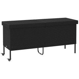 Lada depozitare de gradina cu roti negru 160x55x75 cm poliratan GartenMobel Dekor