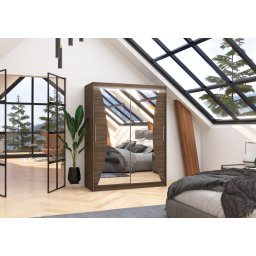 Dulap cu usi glisante si oglinda + iluminare LED, Max 150 + LED, 150 cmx200 cmx58 cm, ADRK Furniture