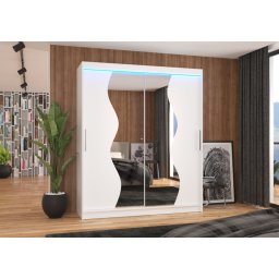 Dulap cu usi glisante si oglinda + iluminare LED, Medison 180 + LED, 180 cmx200 cmx58 cm, ADRK Furniture