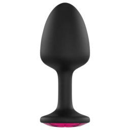 Plug anal cu piatră roz - negru