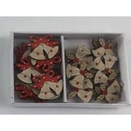 Clopotei lemn color pentru decoratiuni craciun set 24 buc