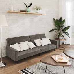 Canapea extensibila cu 2 locuri, gri închis, catifea GartenMobel Dekor