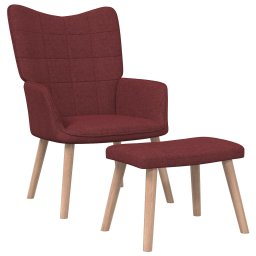 Scaun de relaxare cu taburet, rosu vin, textil GartenMobel Dekor
