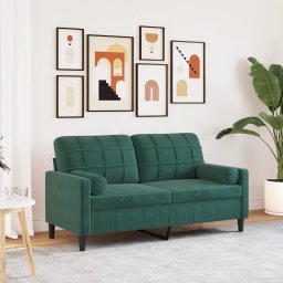 Canapea cu 2 locuri cu pernute, verde închis, 140 cm, catifea GartenMobel Dekor